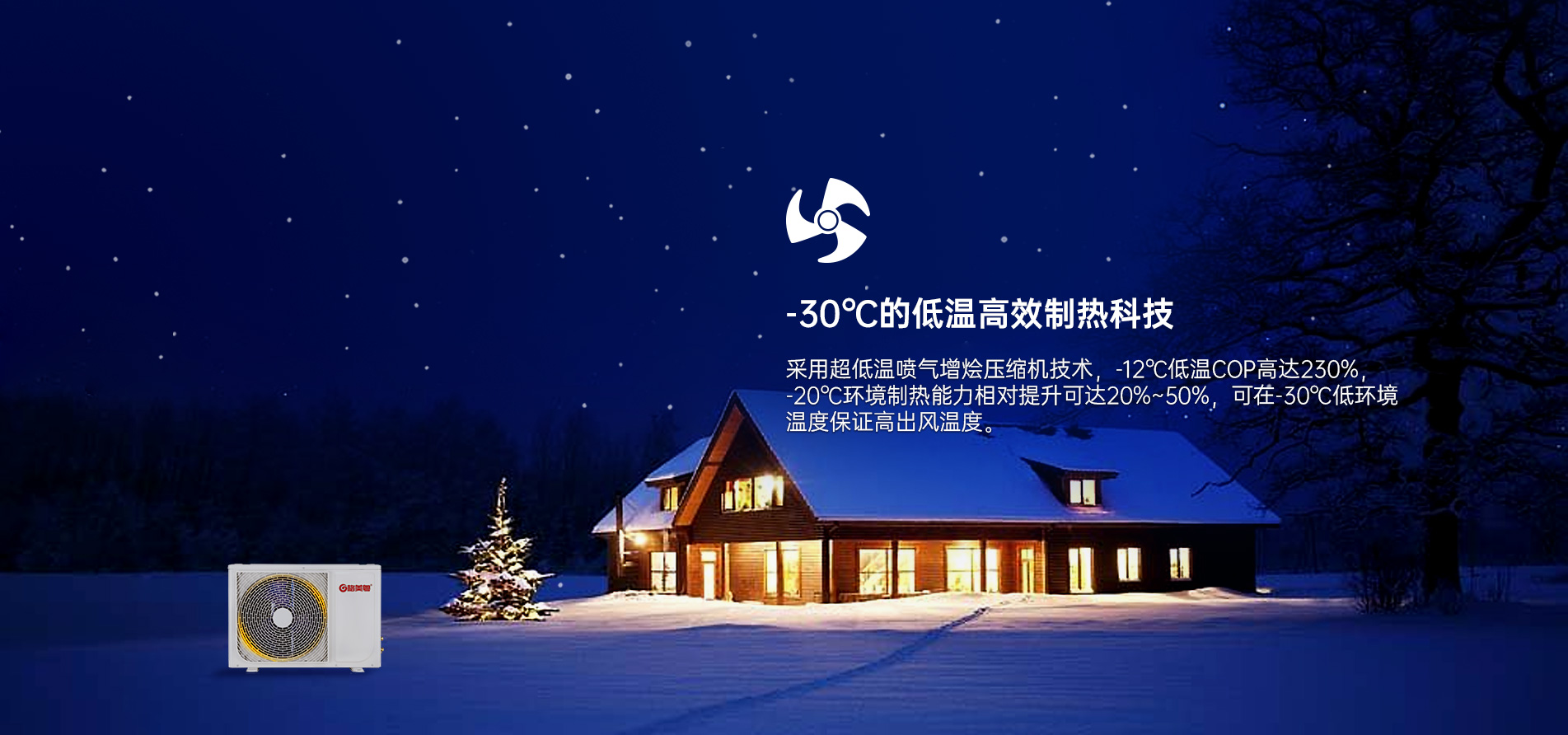 格美粤1.5P空气能热风机最低环境温度为-30℃