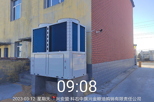 内蒙古兴安盟科右中旗2400平米企业办公楼用多大空气能采暖机组?